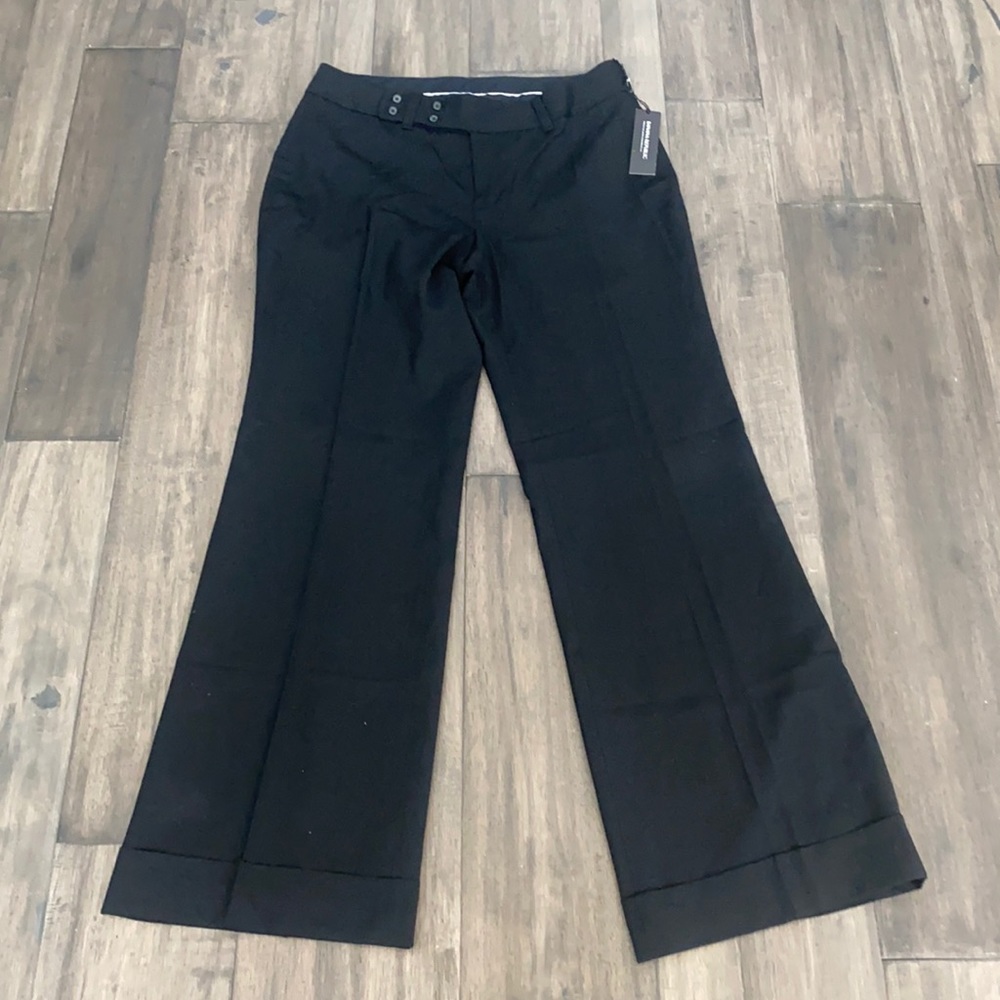 Banana Republic Black Wide-Leg Cuffed Trousers